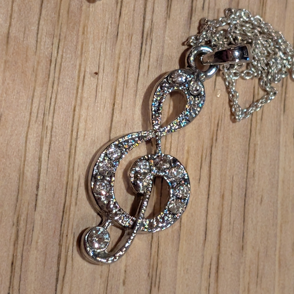 Source Unknown Silver Music Note Necklace - image 2